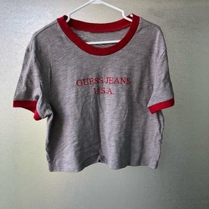 Guess Jeans Grey Short-sleeved Crop Top